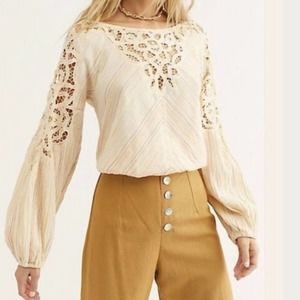 Free People Floating Memories Cotton Eyelet Top XS